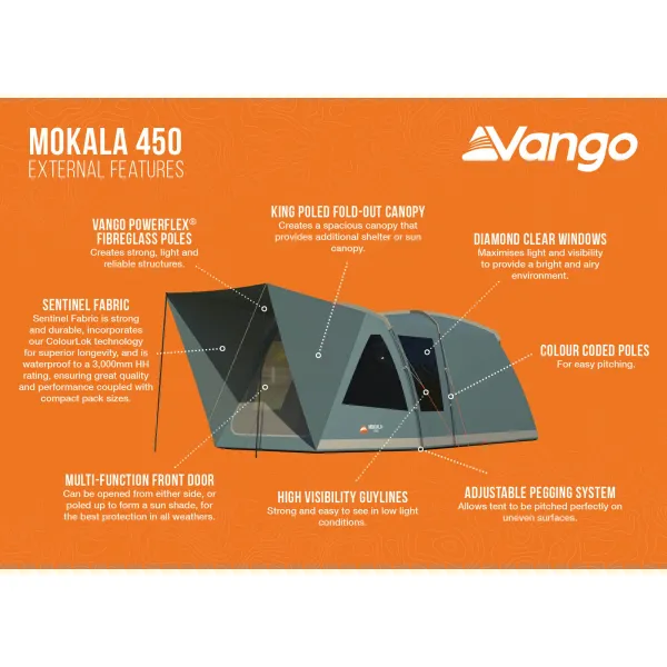 Намет чотиримісний Vango Mokala 450 Mineral Green (TETMOKALA000001)