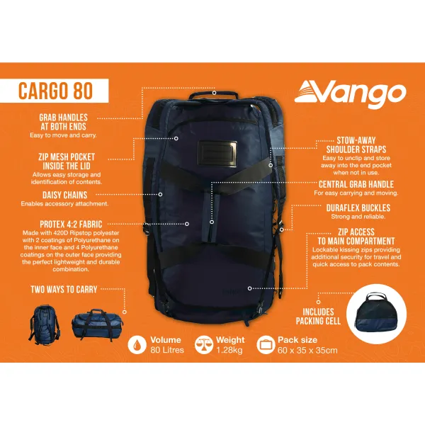 Сумка дорожная Vango Cargo 80 Moonlit Ocean (RUUCARGO0000006)