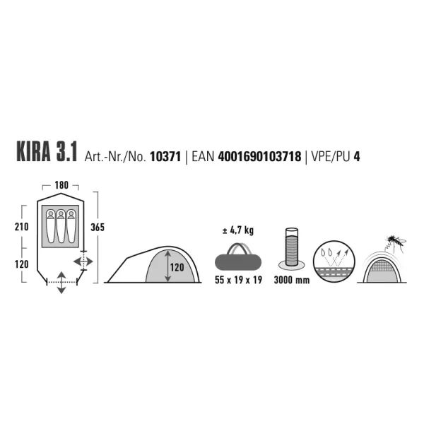 Палатка трехместная High Peak Kira 3.1 Deep Forest (10371)